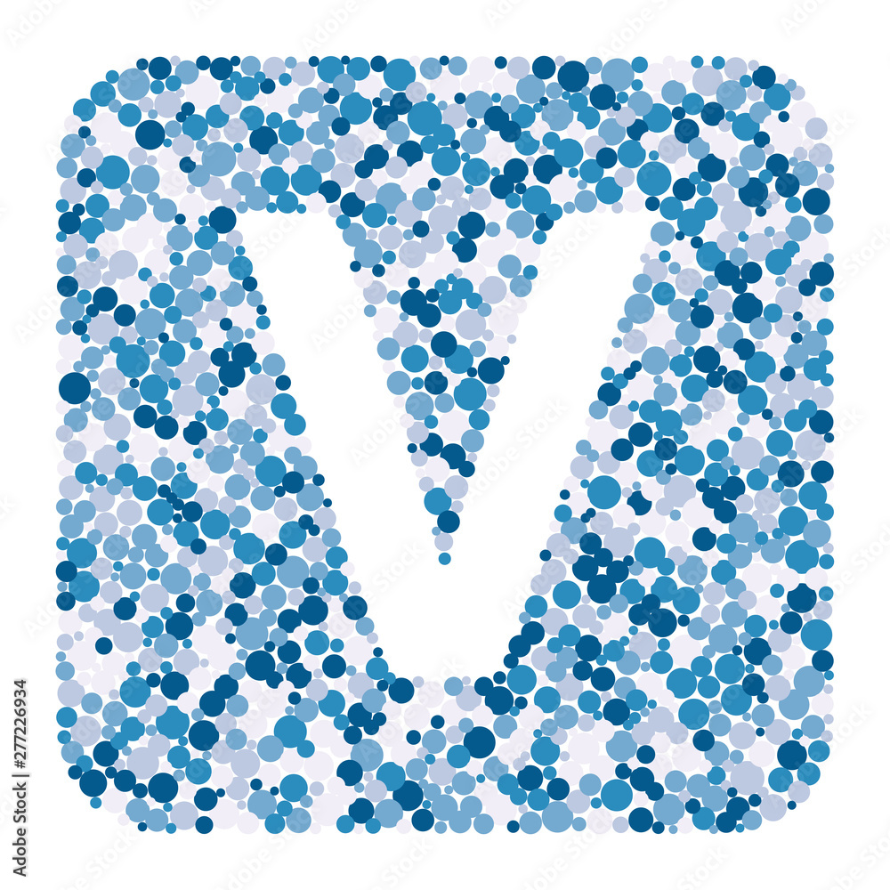 V letter color distributed circles dots illustration V letter color distributed circles dots illustration
