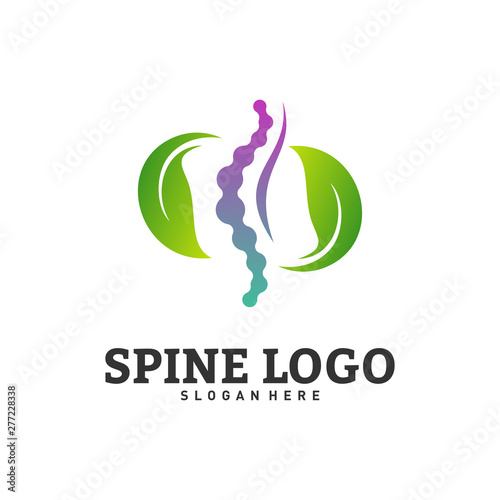 Nature Spine logo design concept vector. Chiropractic logo template. Medical Spine Leaf Logo vector