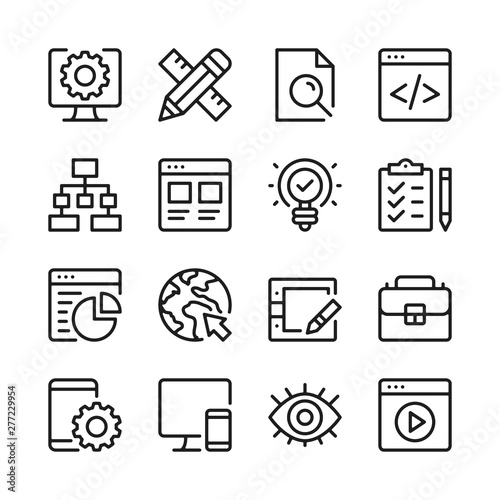 Web development line icons set. Modern linear graphic design concepts, simple outline elements collection. Vector line icons