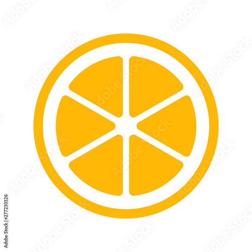 Flat linear design. Orange fruit icon for apps, web sites and public use. A slice of orange or lemon. Vector