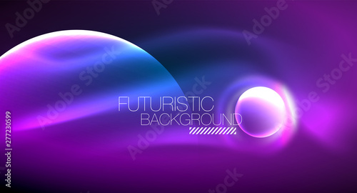 Blue neon bubbles and circles futuristic abstract background