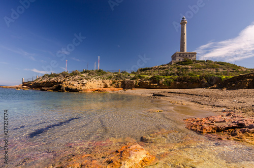 Faro de Cabo de Palos, located on a small peninsula in Cartagena (Murcia) Spain