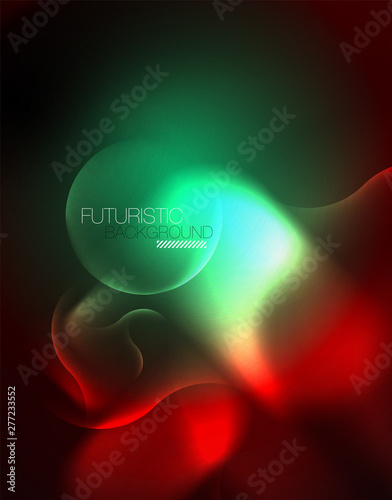 Shiny neon geometric waves template