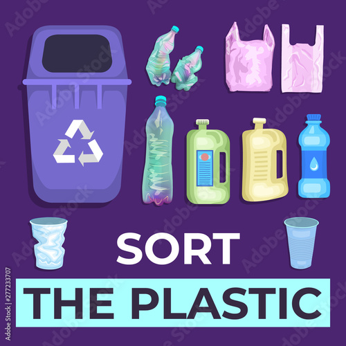 Household plastic trash. City pollution topic.
