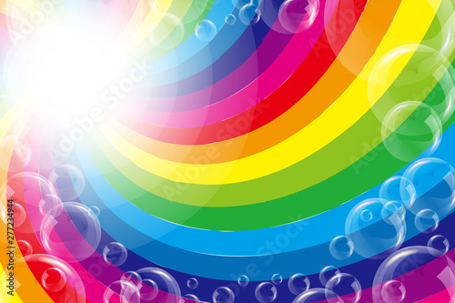 #Background #wallpaper #Vector #Illustration #design #free #free_size #charge_free #colorful #color rainbow,show business,entertainment,party,image  背景素材壁紙,イラスト,楽しいパーティー,虹色,渦巻き,シャボン玉,放射光,輝き,無料,フリーサイズ