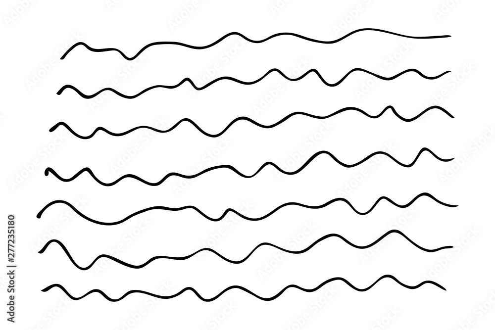 Set of hand drawn wavy lines Set of hand drawn wavy lines