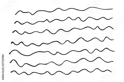 Set of hand drawn wavy lines photo