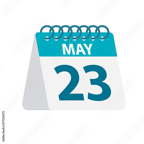 May 23 - Calendar Icon. Vector illustration of one day of month. Desktop Calendar Template