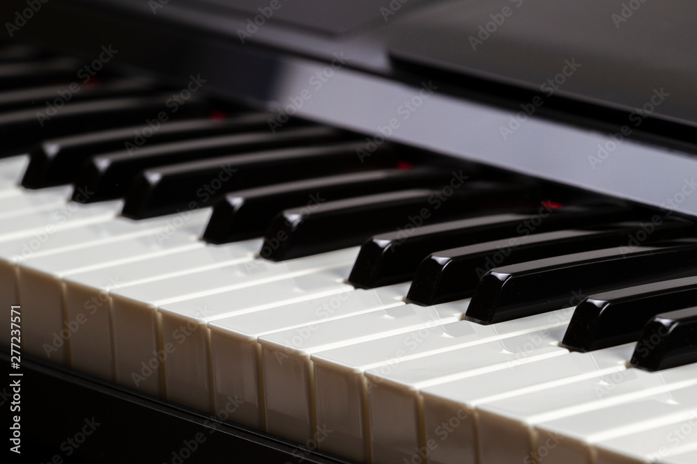 Close up of piano keyboard keys
