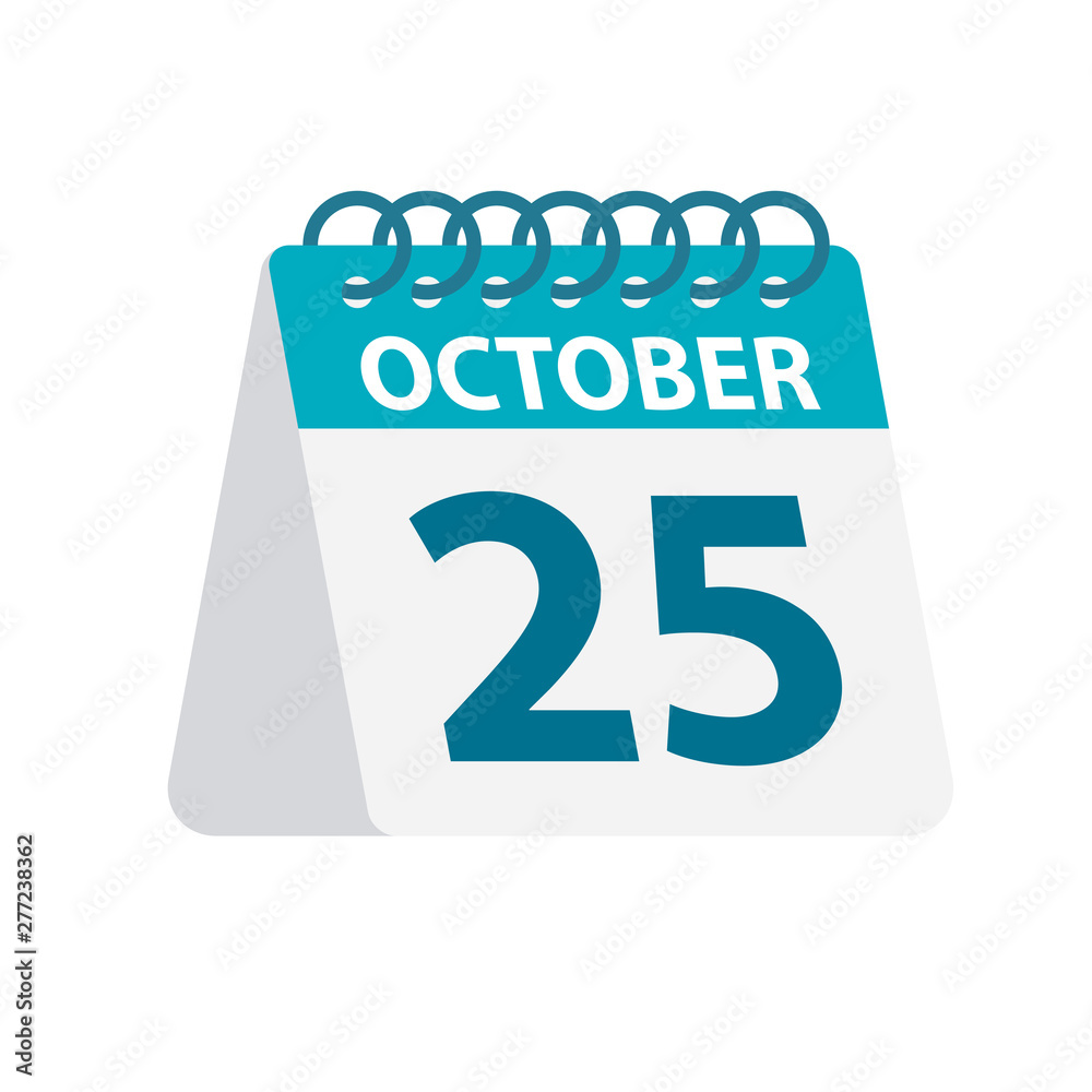October 25 - Calendar Icon. Vector illustration of one day of month. Desktop Calendar Template Stock Vector | Adobe Stock October 25 - Calendar Icon. Vector illustration of one day of month. Desktop Calendar Template Stock Vector | Adobe Stock