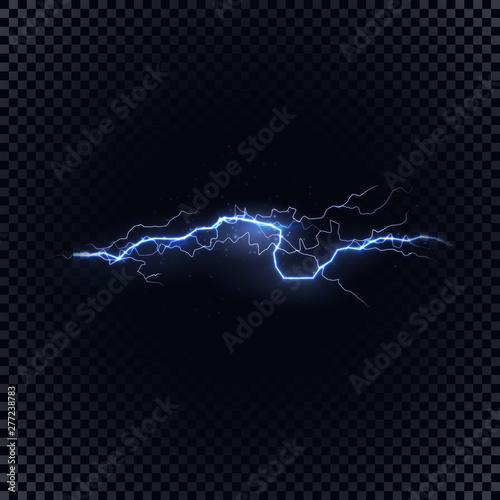 Blue vector lightning on black background, vector illustration.