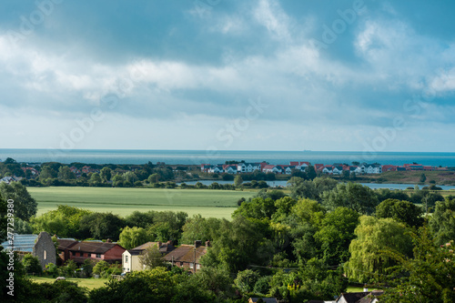 City of Hythe and the La Manche (English Channel) from distance