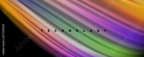Modern rainbow liquid color flow colorful poster. Wave Liquid shape in black color background. Abstract composition