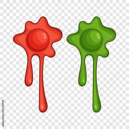 Red and green slime spot icon. Cartoon illustration of red and green slime spot vector icon for web