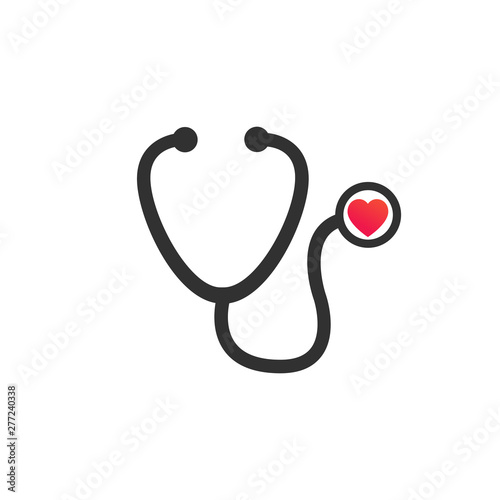 Medical and Health care concept represented by stethoscope and heart icon. Vector illustration isolated on white background