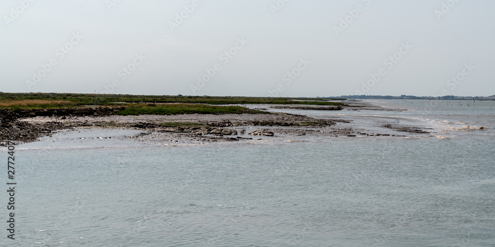 empty Fouras city coast beach in Charente in France in web banner template banner
