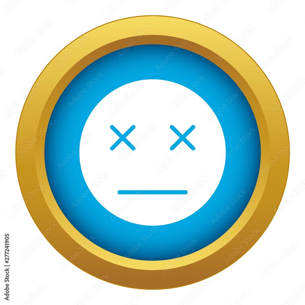 Dead emoticon blue vector isolated on white background for any design Dead emoticon blue vector isolated on white background for any design