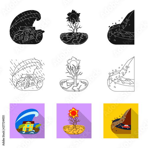 Isolated object of weather and distress sign. Set of weather and crash stock symbol for web.