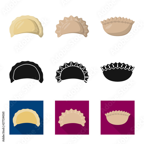Vector illustration of products and cooking sign. Collection of products and appetizer stock vector illustration.