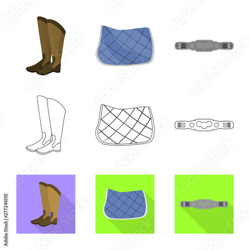 Vector design of equipment and riding symbol. Collection of equipment and competition stock vector illustration.