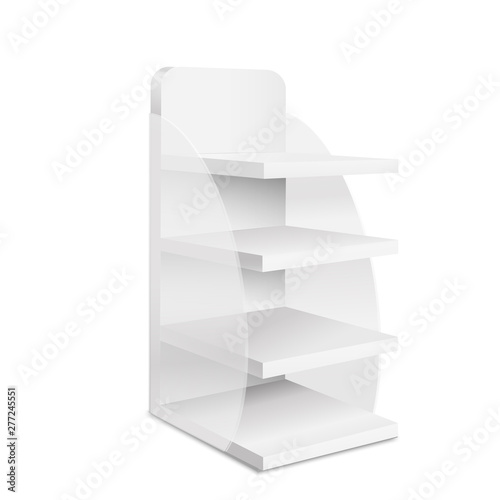Realistic 3d Detailed White Cardboard Retail Shelves. Vector