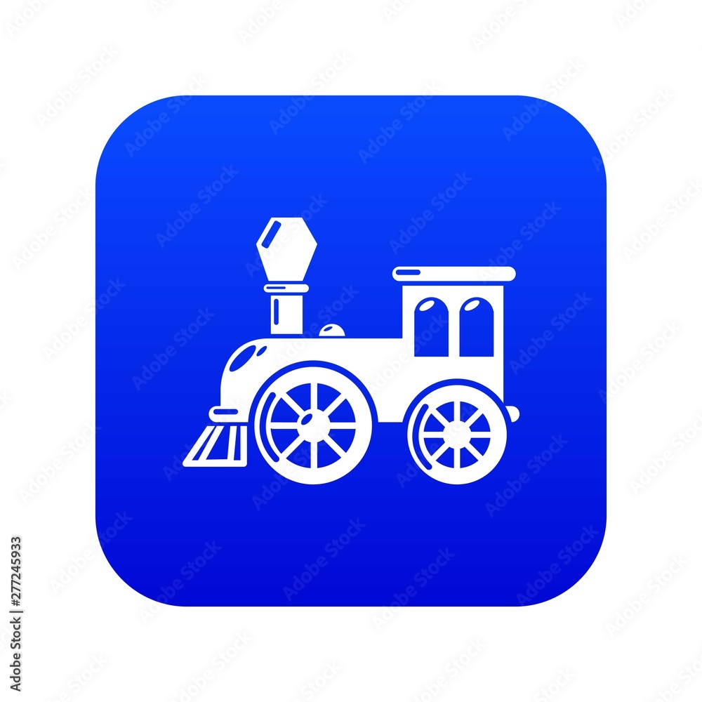 Old train icon blue vector isolated on white background Old train icon blue vector isolated on white background
