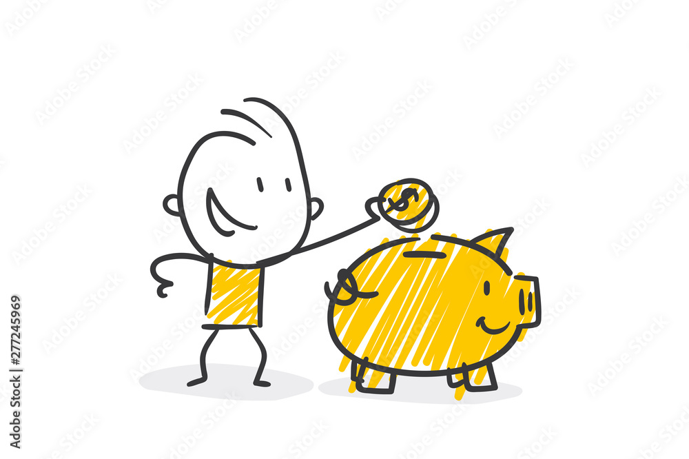 Strichfiguren / Strichmännchen: Sparschwein. (Nr. 398) Strichfiguren / Strichmännchen: Sparschwein. (Nr. 398)