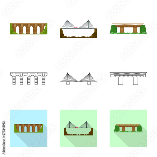 Vector illustration of connection and design sign. Collection of connection and side stock symbol for web.