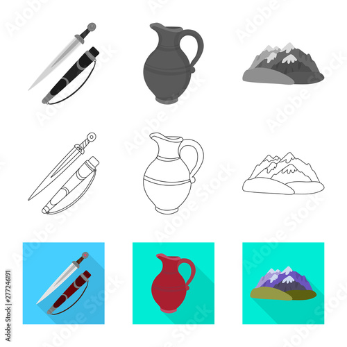 Isolated object of culture and sightseeing logo. Set of culture and originality vector icon for stock.