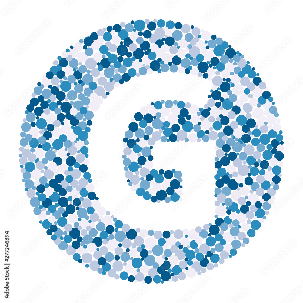 G letter color distributed circles dots illustration G letter color distributed circles dots illustration