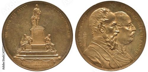 Valokuvatapetti Germany German medal circa 1892 commemorating German industrialist Alfred Krupp,
