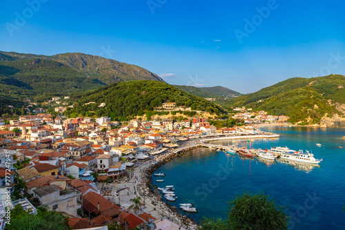 Fototapeta Naklejka Na Ścianę i Meble -  Beautiful panoramic view of Parga, a small Greek village near the Ionian sea, Greece.