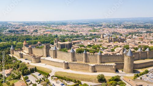 panoramic view of carcassone chateau, France photo