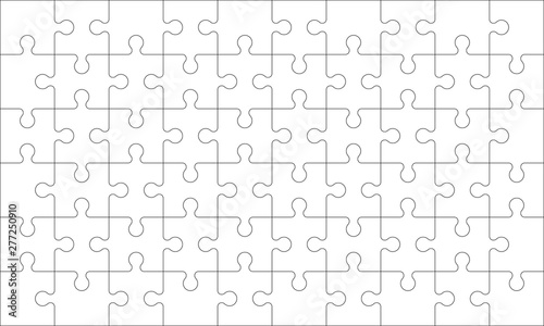 Puzzles grid - blank template. Jigsaw puzzle with 60 pieces. Mosaic background for thinking game is 10x6 size. Game with details. Vector illustration. photo