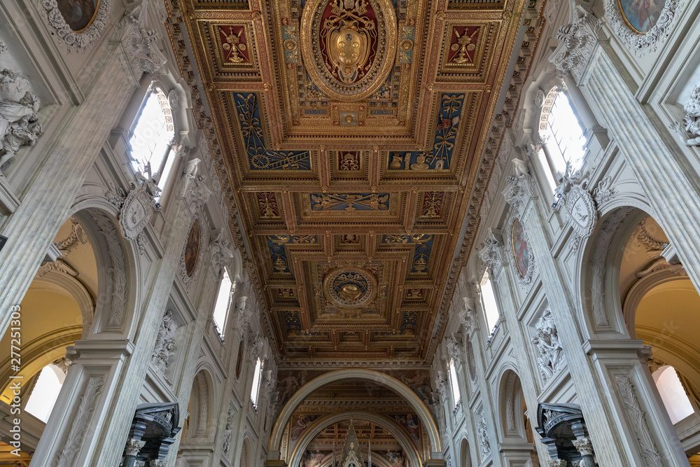 Panoramic view of interior of Lateran Basilica (Papal Archbasilica of St. John)