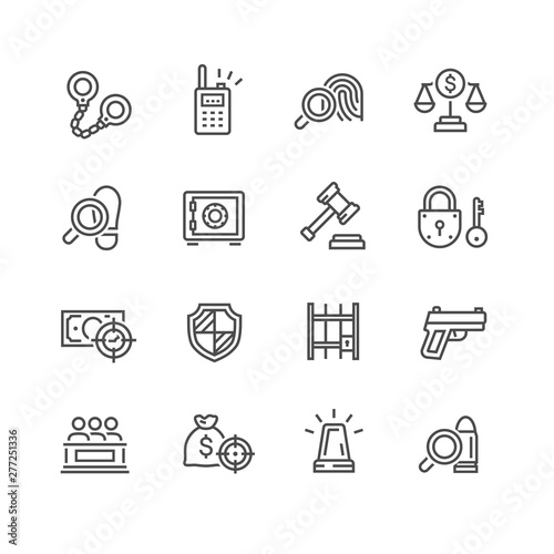 Law and Order Linear Vector Icons Set