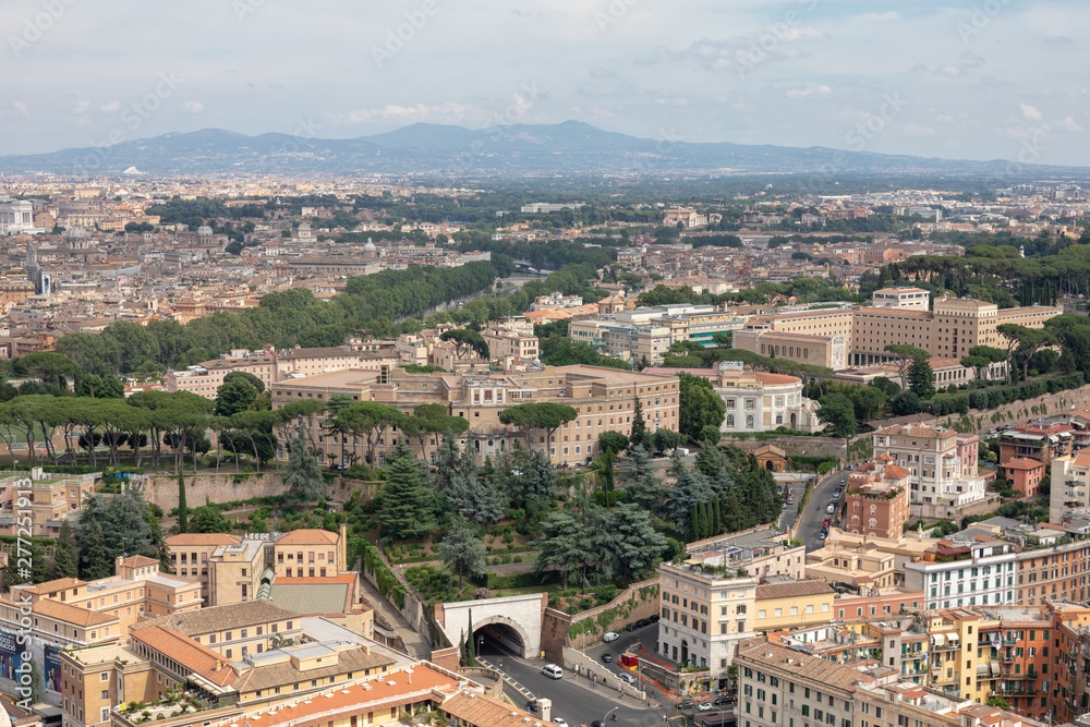 Panoramic view on city of Rome from Papal Basilica of St. Peter