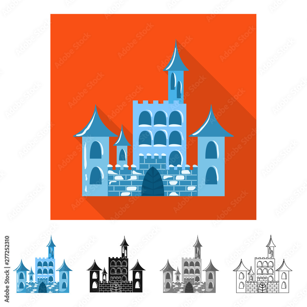 Isolated object of castle and ice symbol. Set of castle and sculpture stock symbol for web.