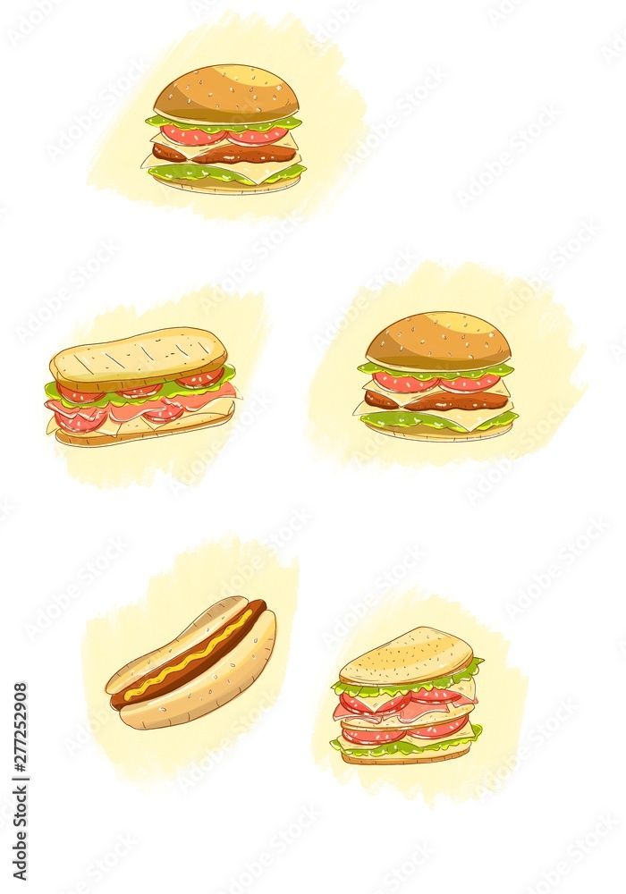 set of fast food set of fast food