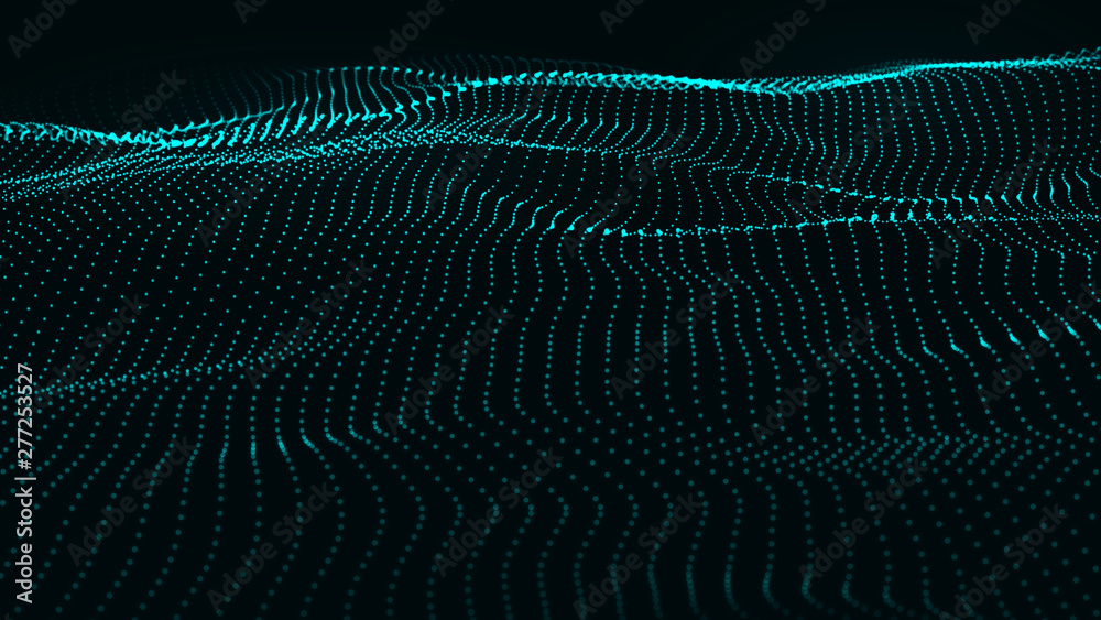custom made wallpaper toronto digitalAbstract dynamic wave of many shining points. Big data. Low poly shape. Wave of bright particles. Futuristic background. 3d rendering.