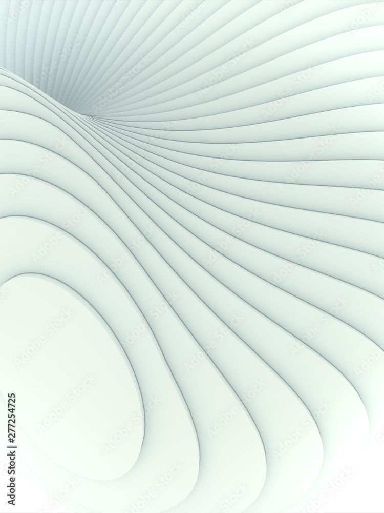 White striped futuristic pattern surrounded by light mist. Computer generated geometric shape. 3d render illustration White striped futuristic pattern surrounded by light mist. Computer generated geometric shape. 3d render illustration