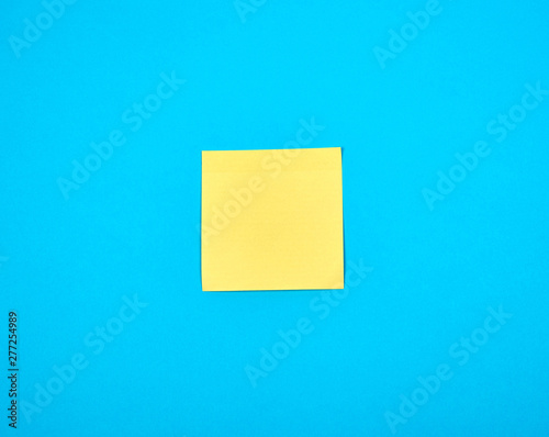 yellow empty paper square stickeron blue background