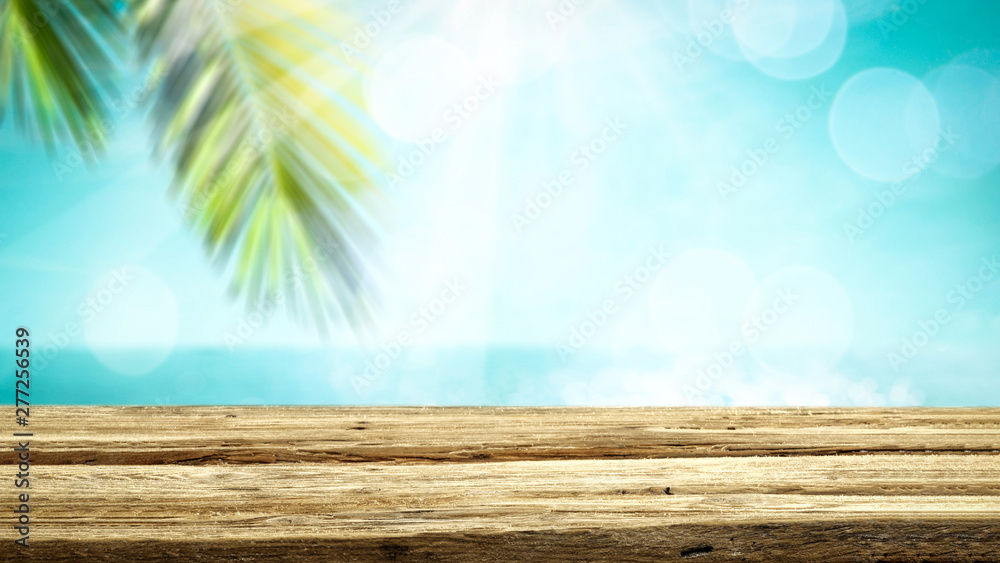 Desk of free space and summer beahc 