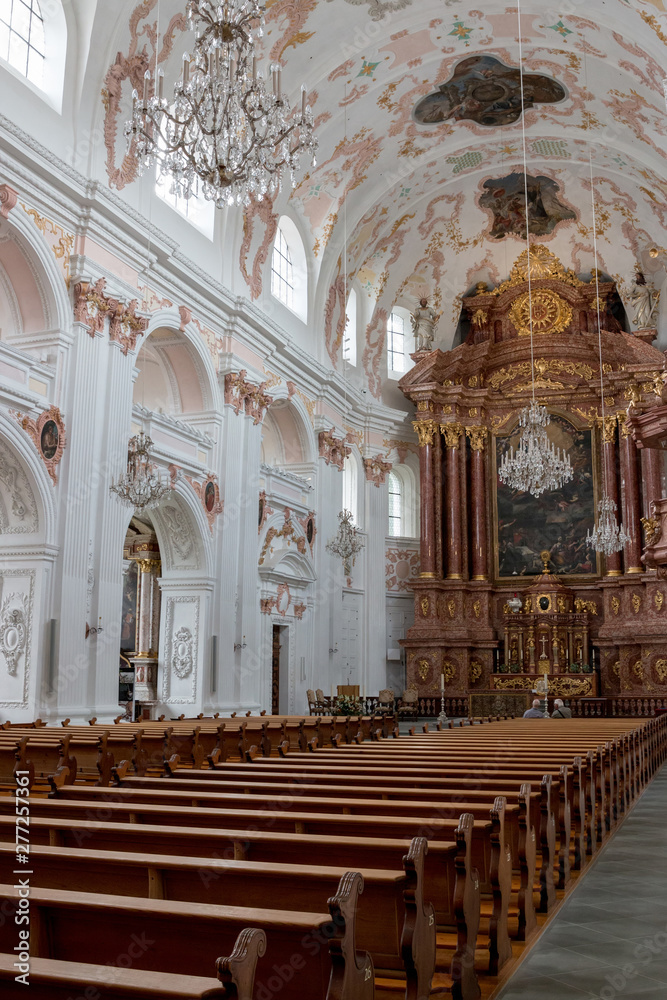 Interior of Jesuit Church in city center of Lucerne, Switzerland, Europe