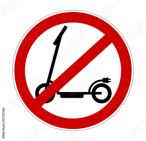 Elektro Scooter Verbot Schild, Vektor Illustration isoliert auf weißem Hintergrund
