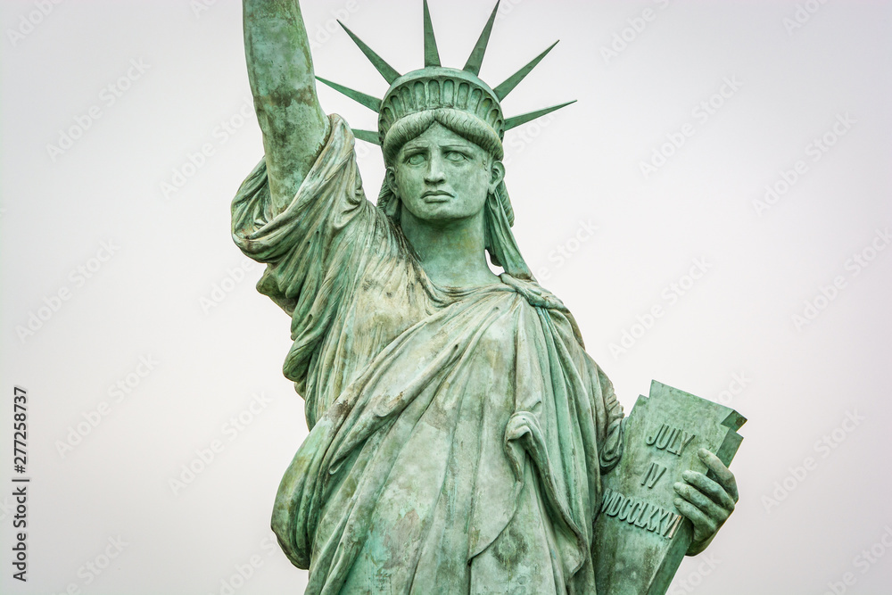 Fototapeta premium Colmar, France - September 29, 2013. Replica of the statue of liberty in the town of Colmar, in the Alsace region of France, the birthplace of the sculptor Bartholdy