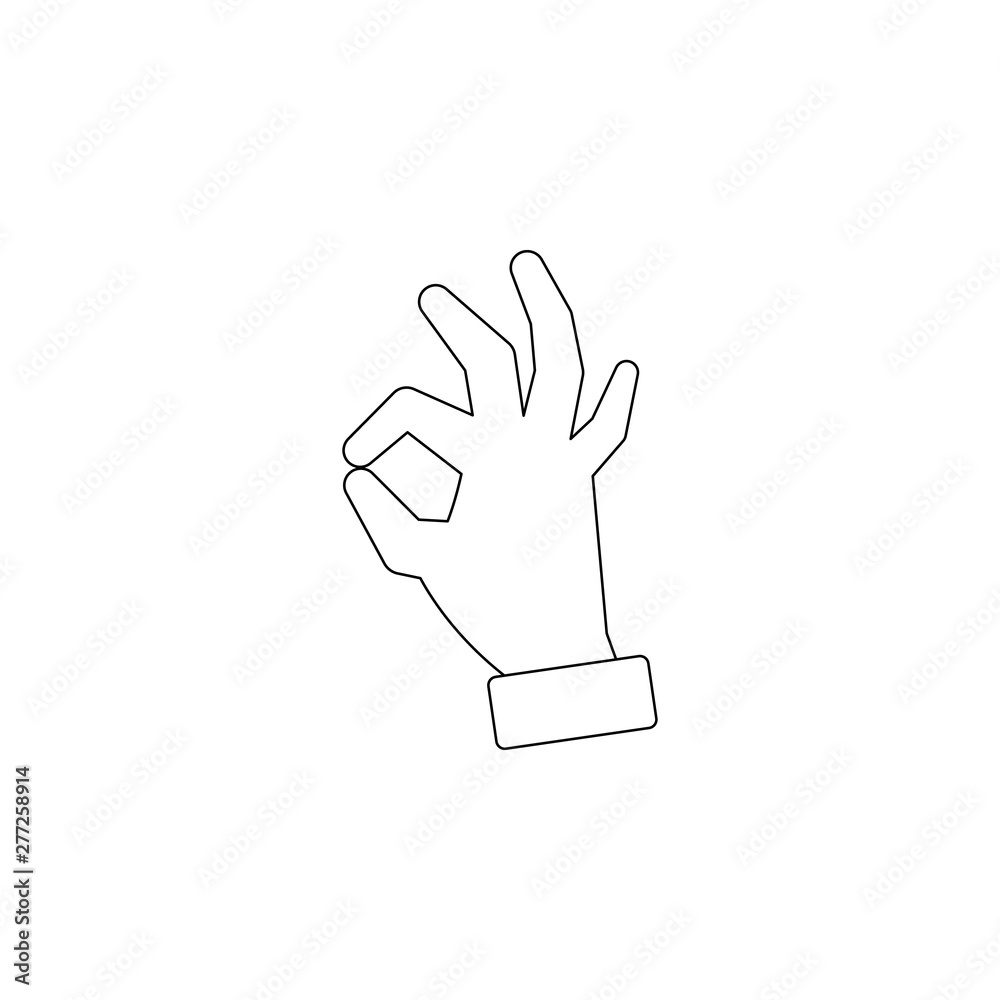 Obraz premium Hand everything is fine icon. Element of resturant for mobile concept and web apps icon. Outline, thin line icon for website design and development, app development