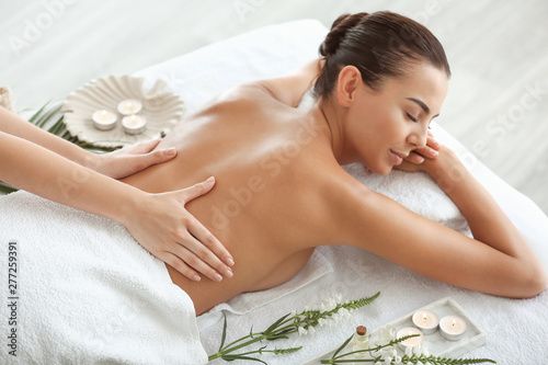 Beautiful young woman recei...