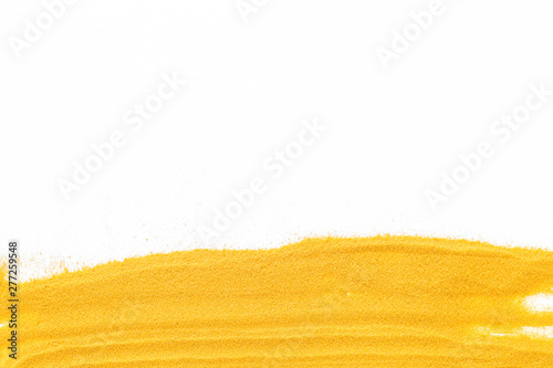 Modern design for blor with yellow sand texture on white background top view copyspace