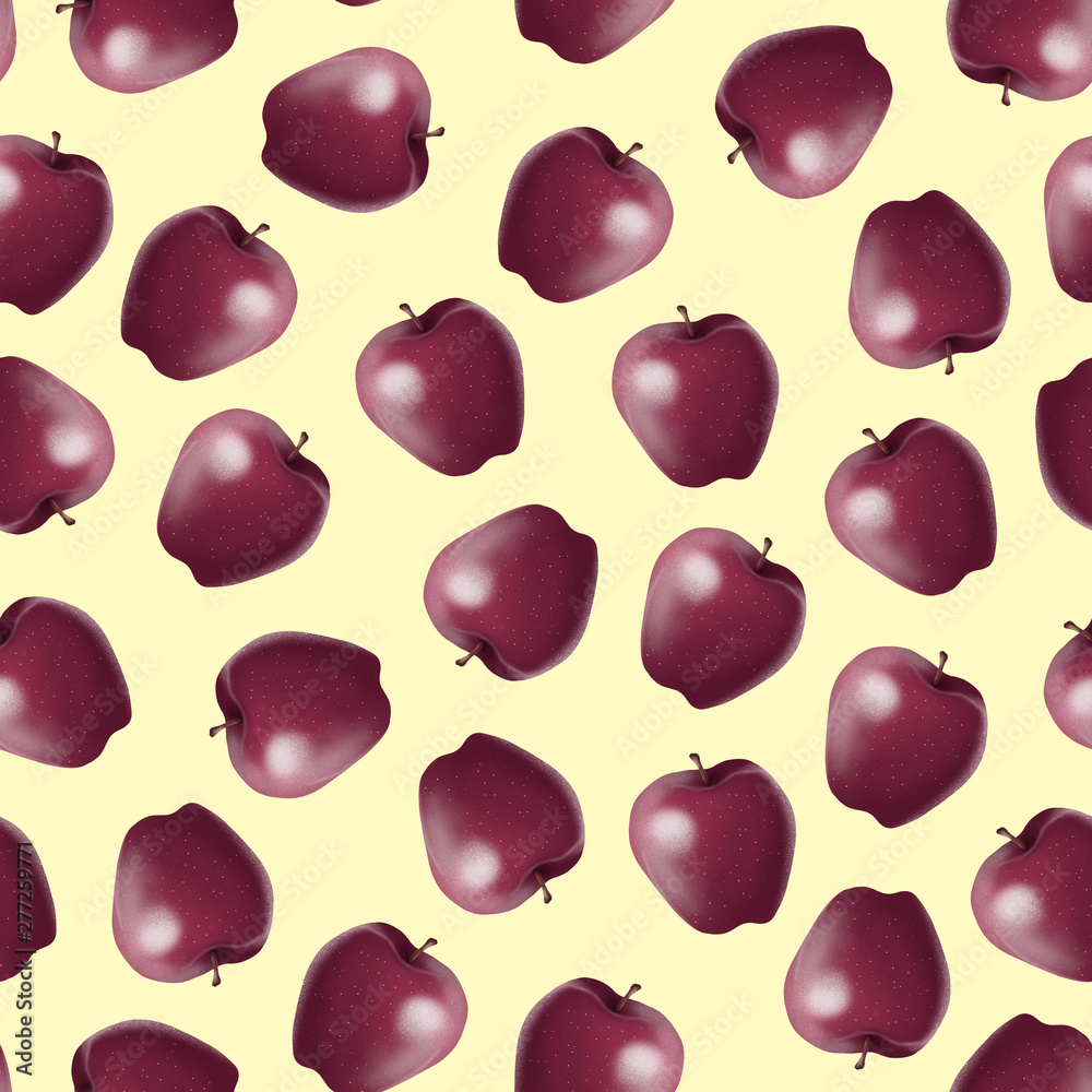 seamless pattern with apples on light yellow background seamless pattern with apples on light yellow background